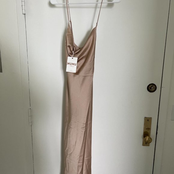 ShowMeYourMumu - Verona Cowl Dress - Champagne Luxe Satin - Size L - NWT - Picture 5 of 6